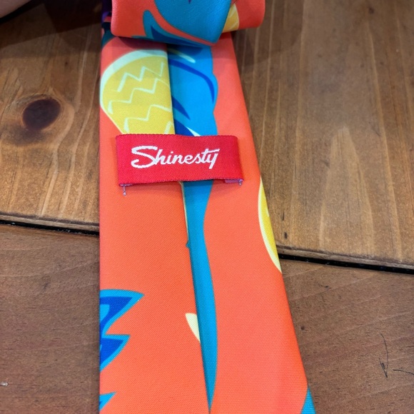 Shinesty mens bird pineapple tropical neck tie orange - Picture 4 of 4